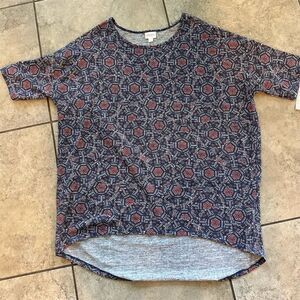 LuLaRoe Irma Tunic Top 2XL Multicolor Geometric Short Sleeve Casual